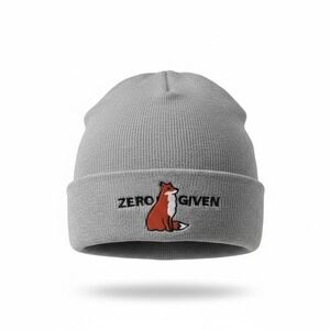 Zero Given Fox Beanie Hat Gray Knit Cap Funny Embroidered Winter Skull Cap OSFM
